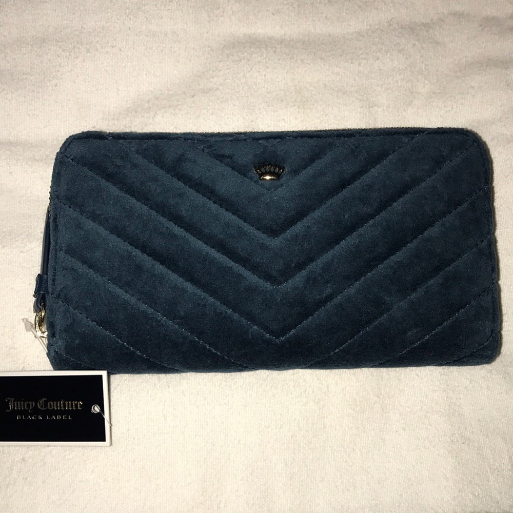 $228 Juicy Couture teal velour wallet/clutch NWT